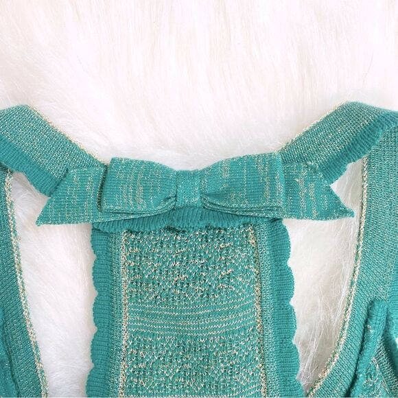 Anthropologie Manoush Green Glitter Knit Tank Top - Picture 8 of 9